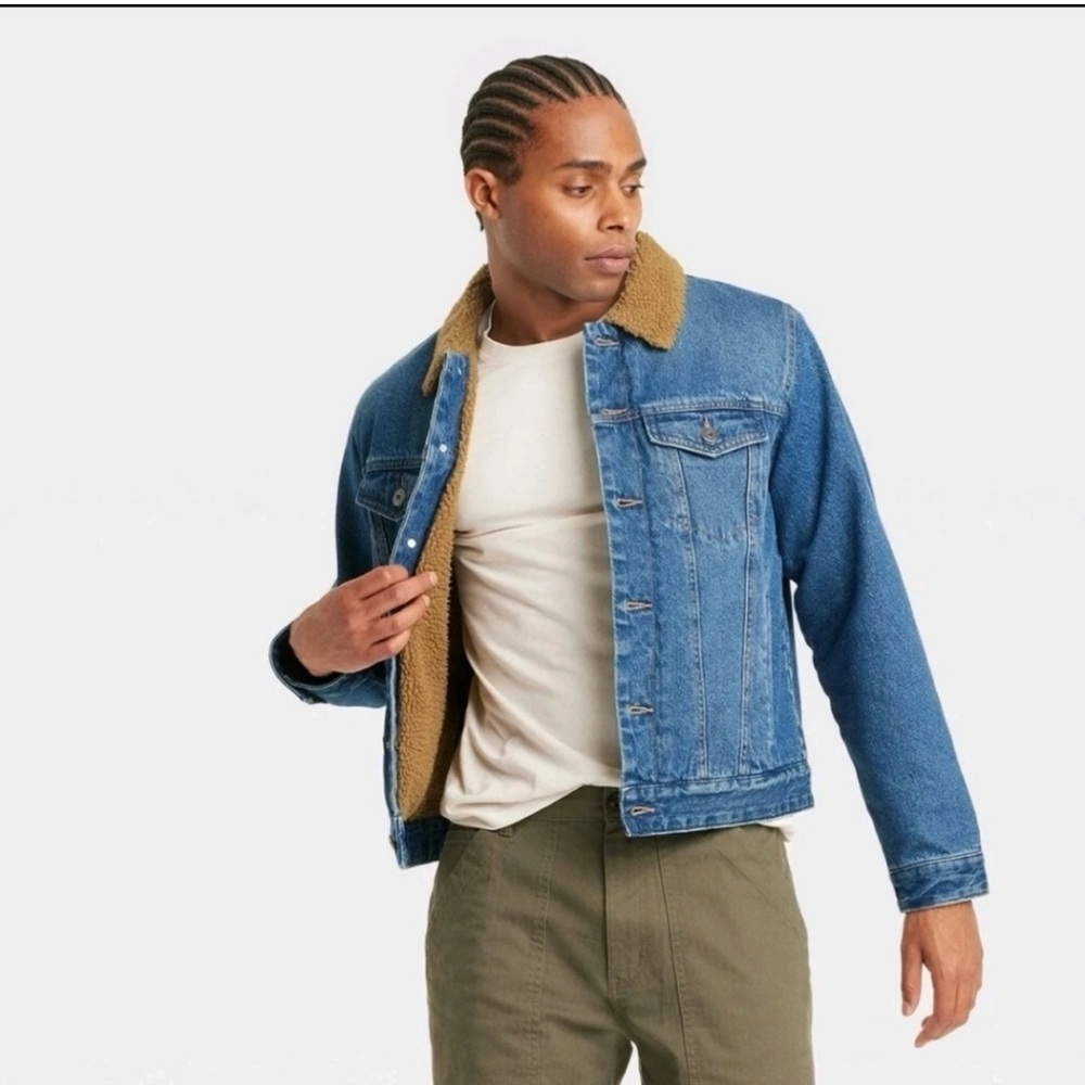 Men's Goodfellow Blue Denim Sherpa Jacket